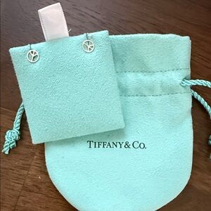 Tiffany & Co. Silver Peace Earrings with Blue Pouch